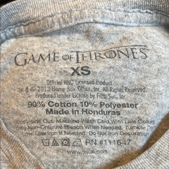 Game of Thrones Gray Graphic Fitted Short Sleeve T-Shirt - Picture 6 of 6
